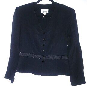 Women's peplum top Sz M/L embellished beads VTG Black D.J. Summers chest 39" EUC